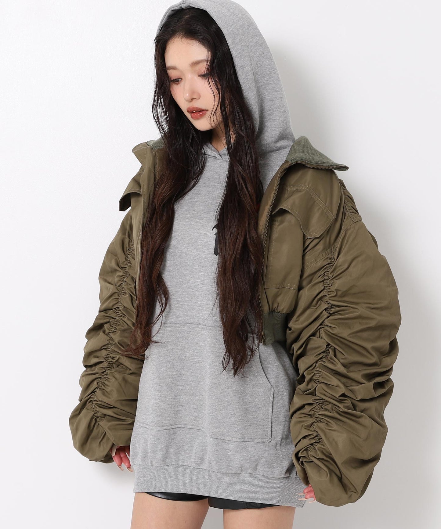 【販売間近】シャーリング スリーブ ショート ブルゾン 796-9367