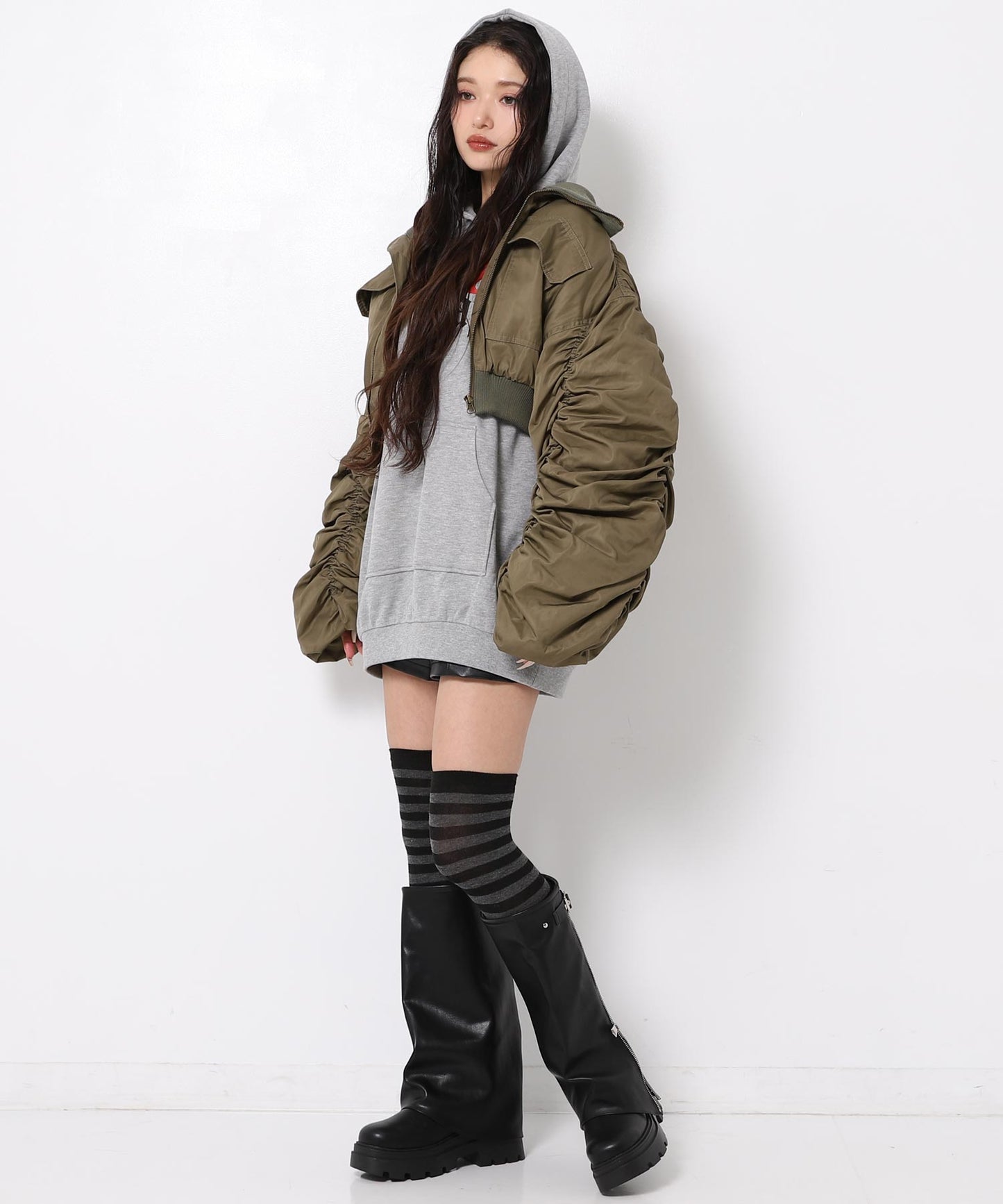 【販売間近】シャーリング スリーブ ショート ブルゾン 796-9367
