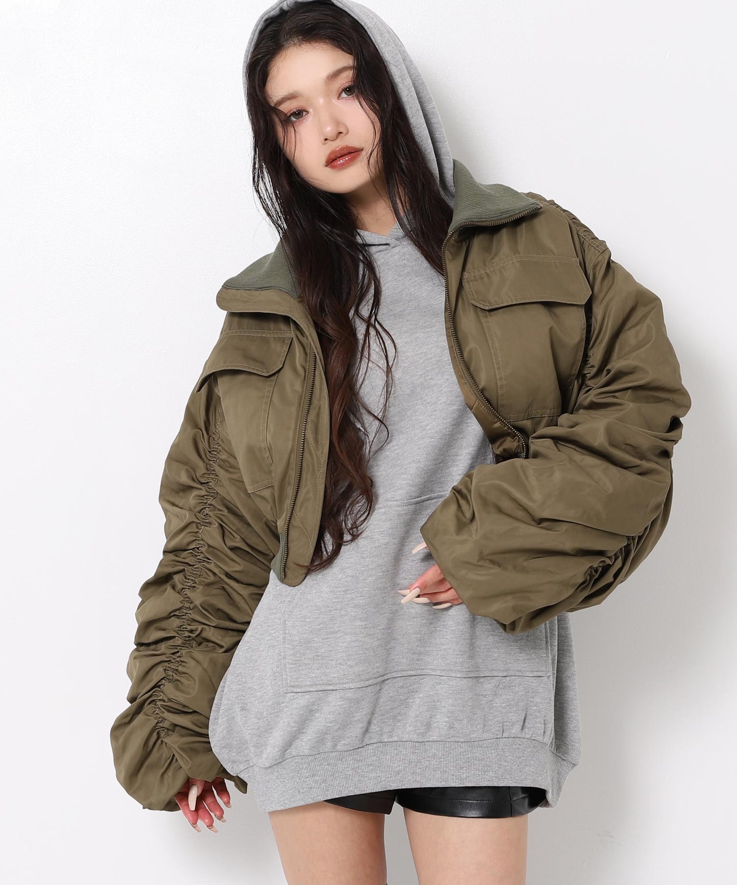 【販売間近】シャーリング スリーブ ショート ブルゾン 796-9367