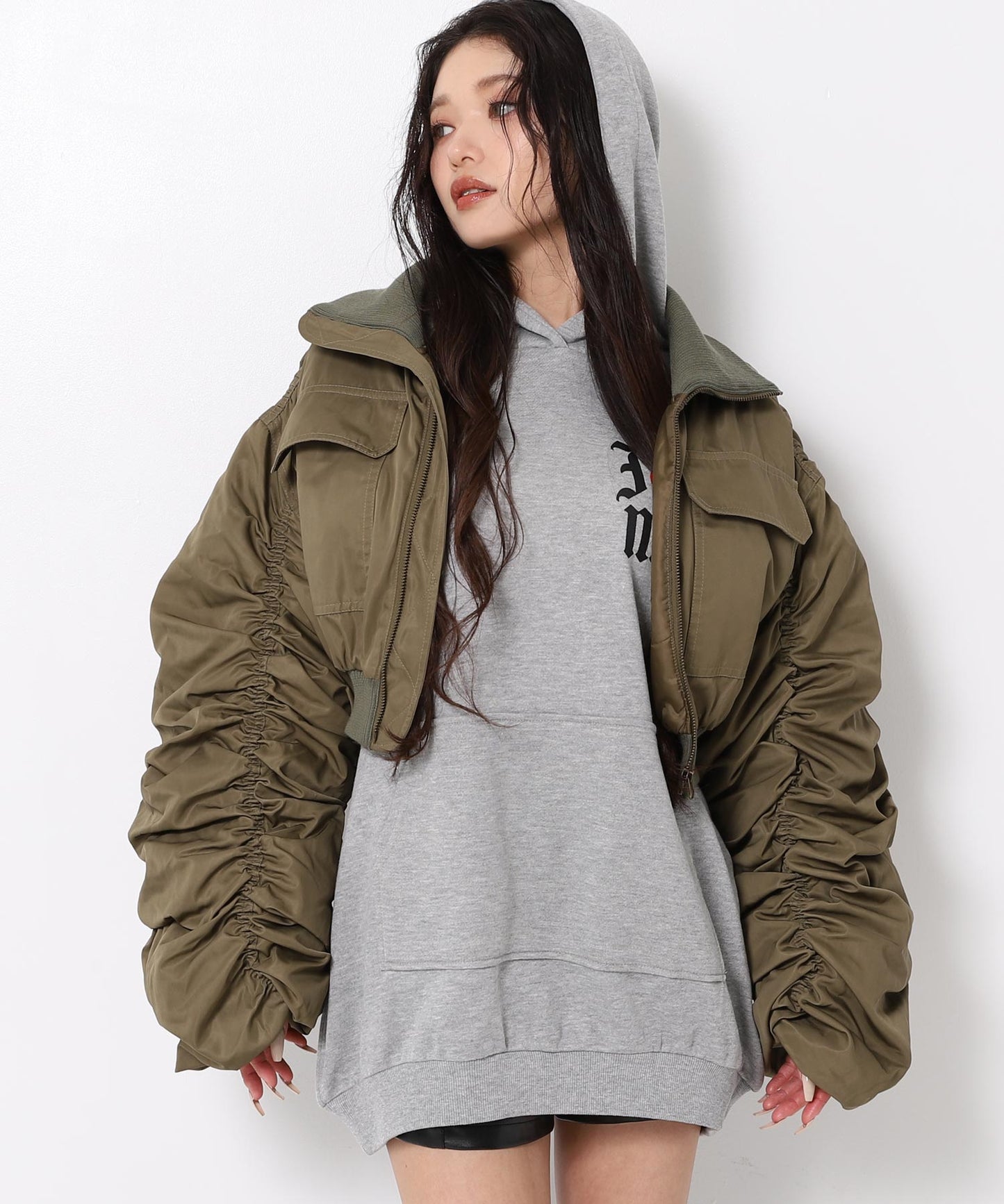 【販売間近】シャーリング スリーブ ショート ブルゾン 796-9367