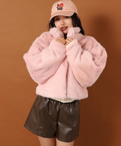 【販売間近】ハイネック フェイク ファー ブルゾン 796-9368