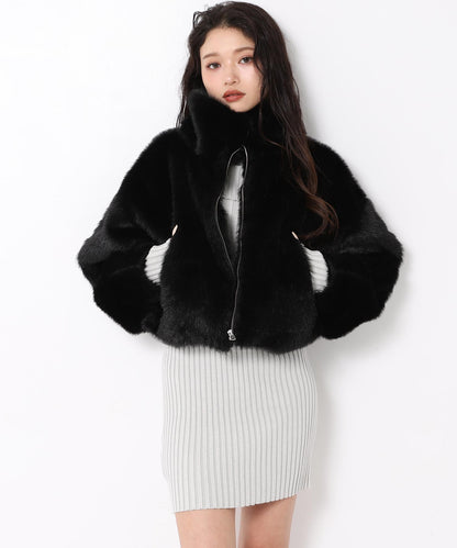 【販売間近】ハイネック フェイク ファー ブルゾン 796-9368