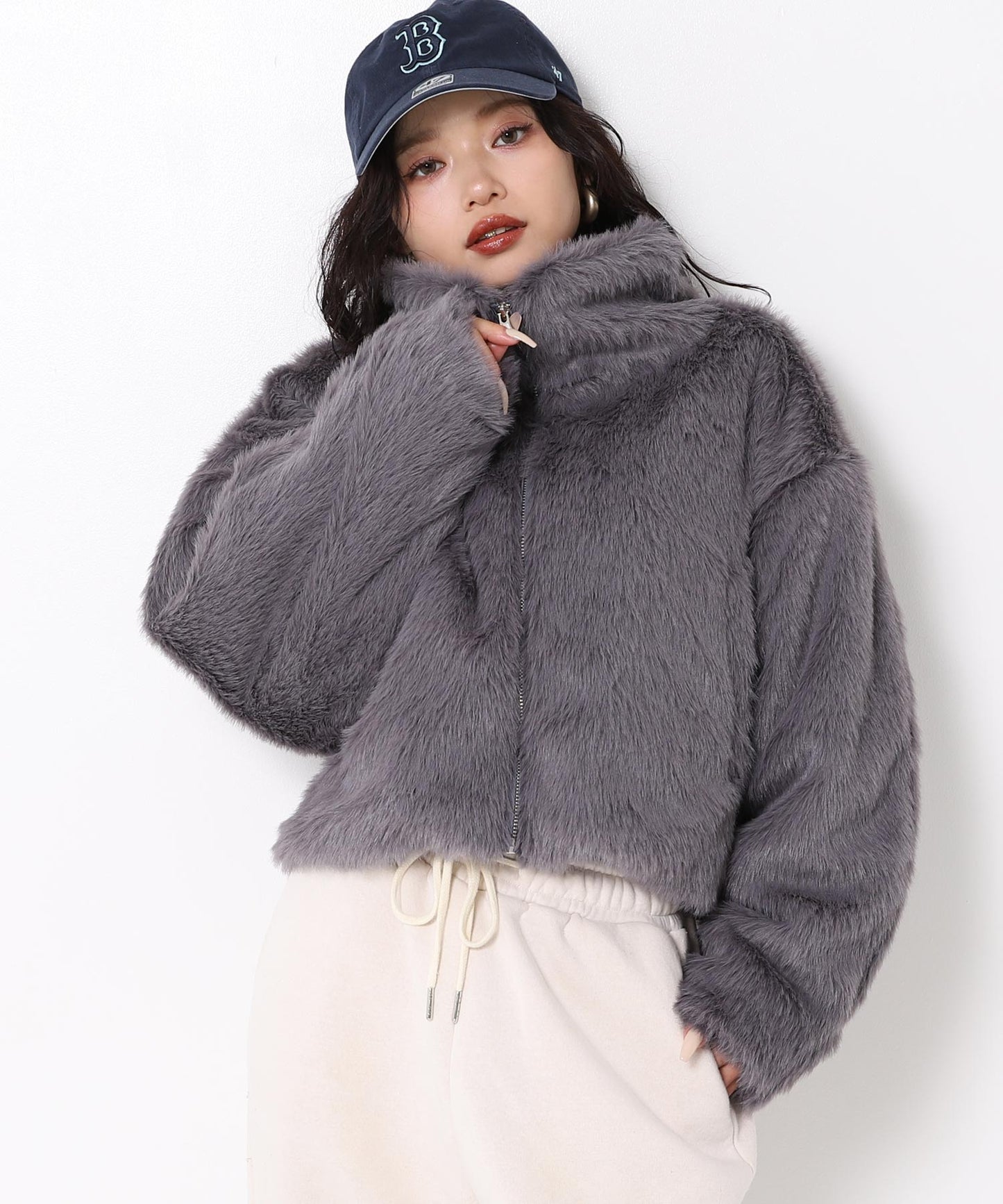 【販売間近】ハイネック フェイク ファー ブルゾン 796-9368