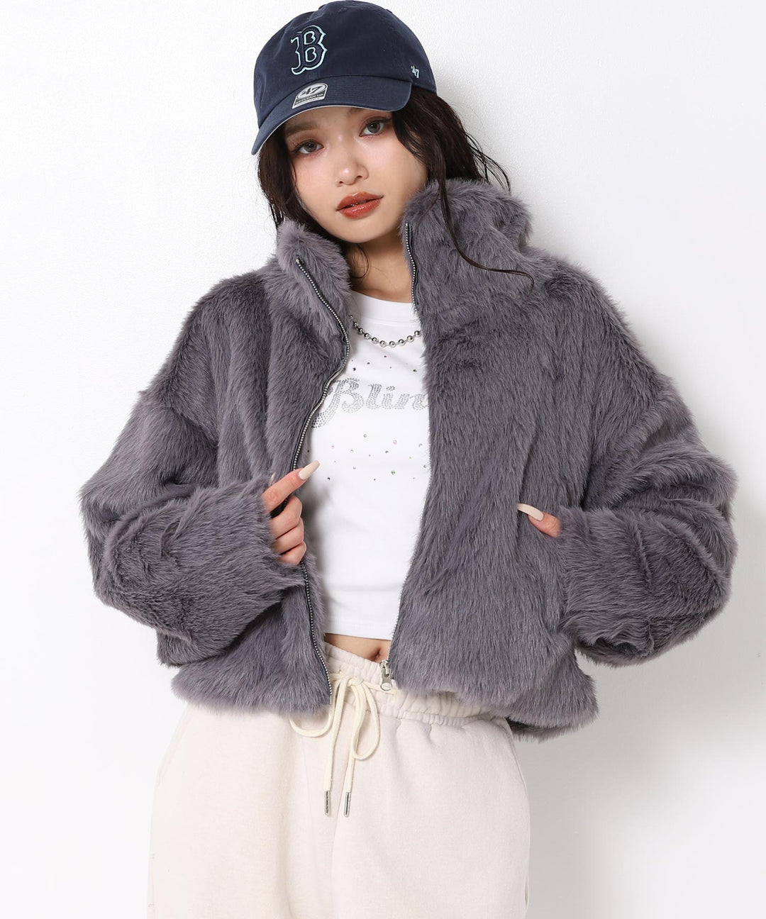 ハイネック フェイク ファー ブルゾン 796-9368