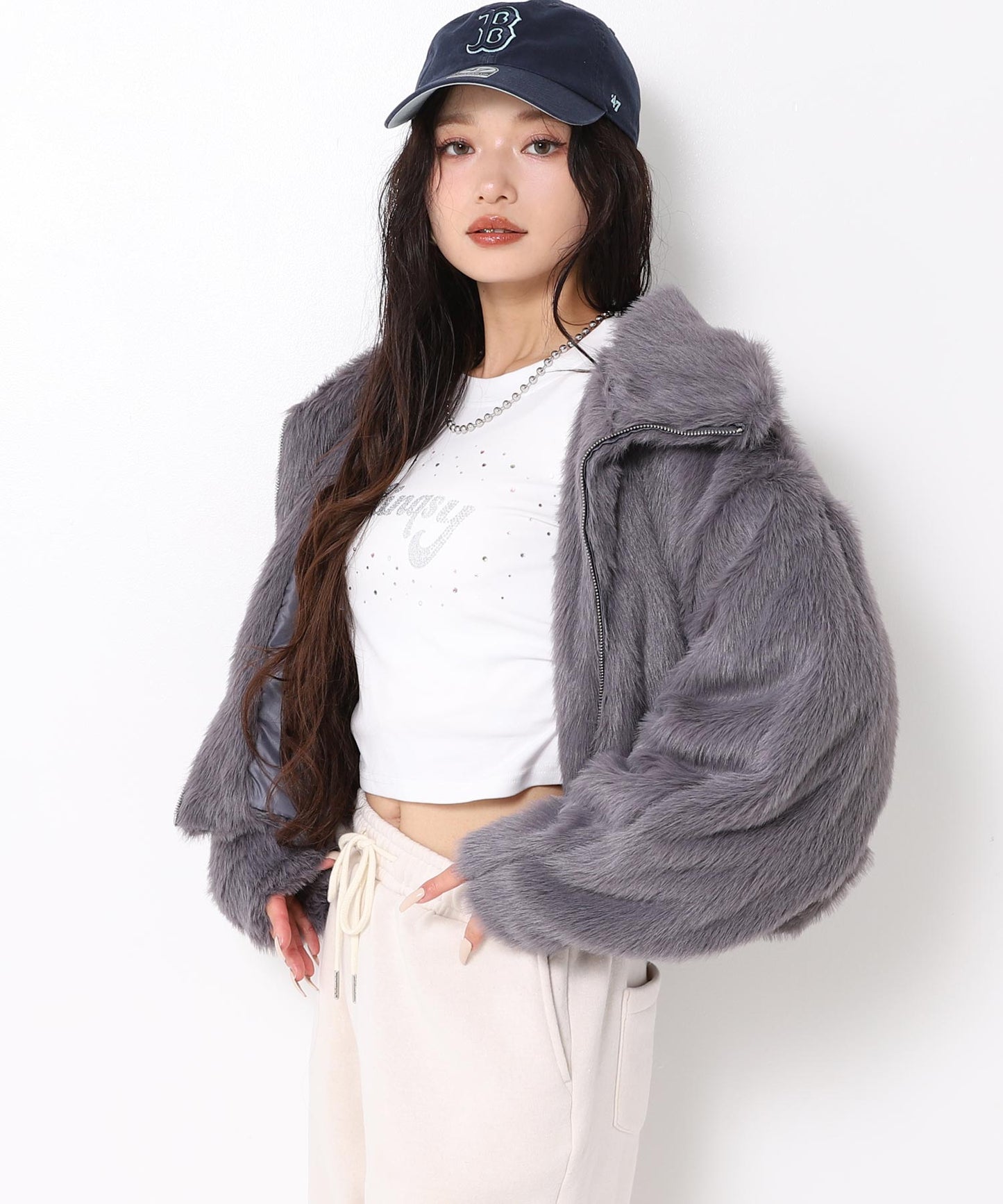 【販売間近】ハイネック フェイク ファー ブルゾン 796-9368