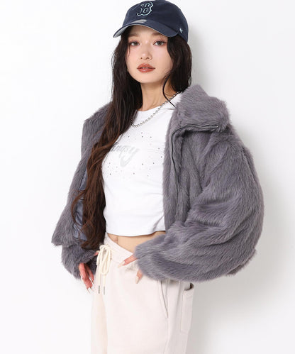 【販売間近】ハイネック フェイク ファー ブルゾン 796-9368