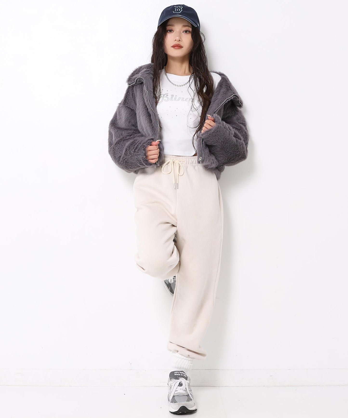 【販売間近】ハイネック フェイク ファー ブルゾン 796-9368