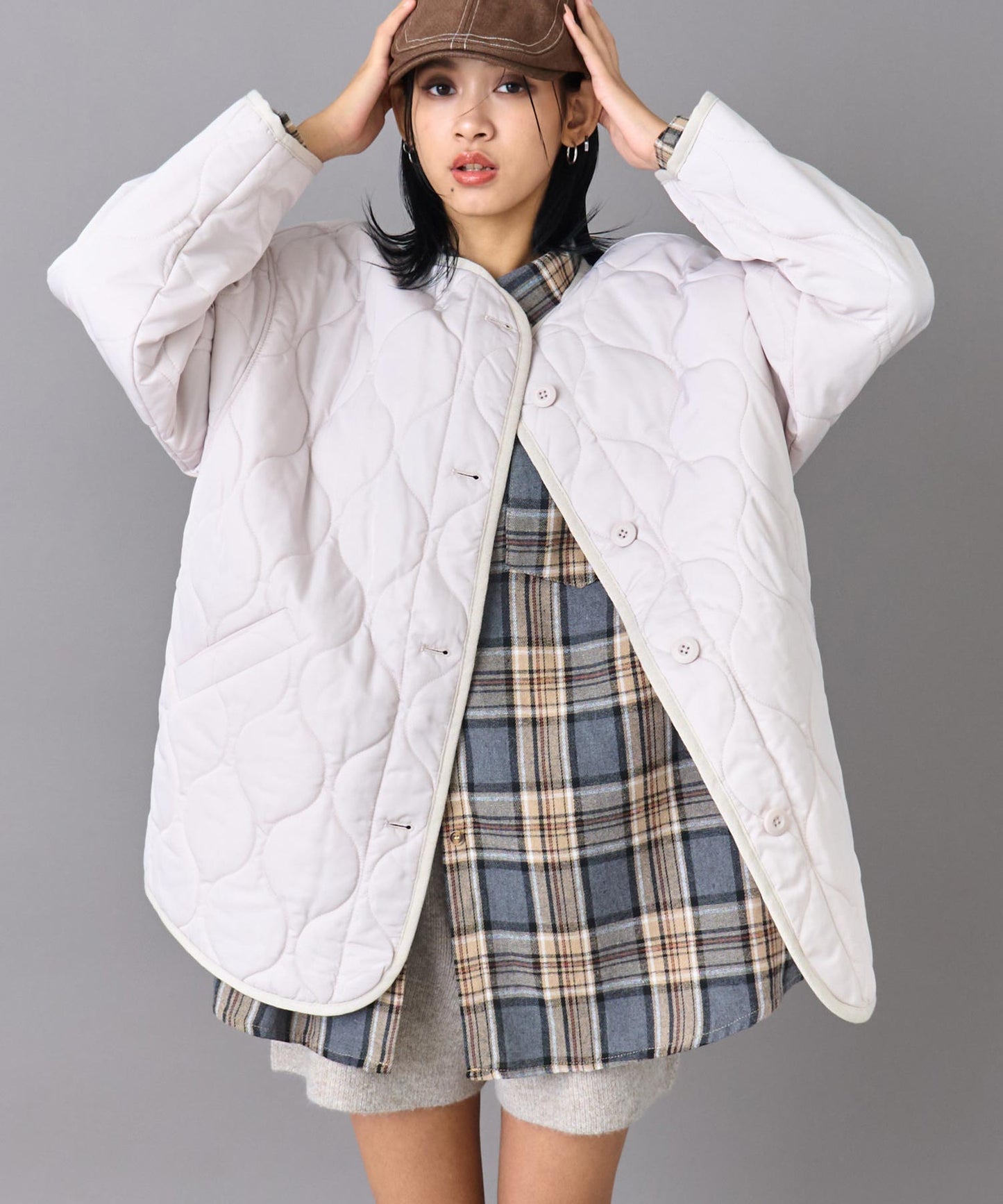 裏地付き オーバーサイズ キルティング コート 796-9399