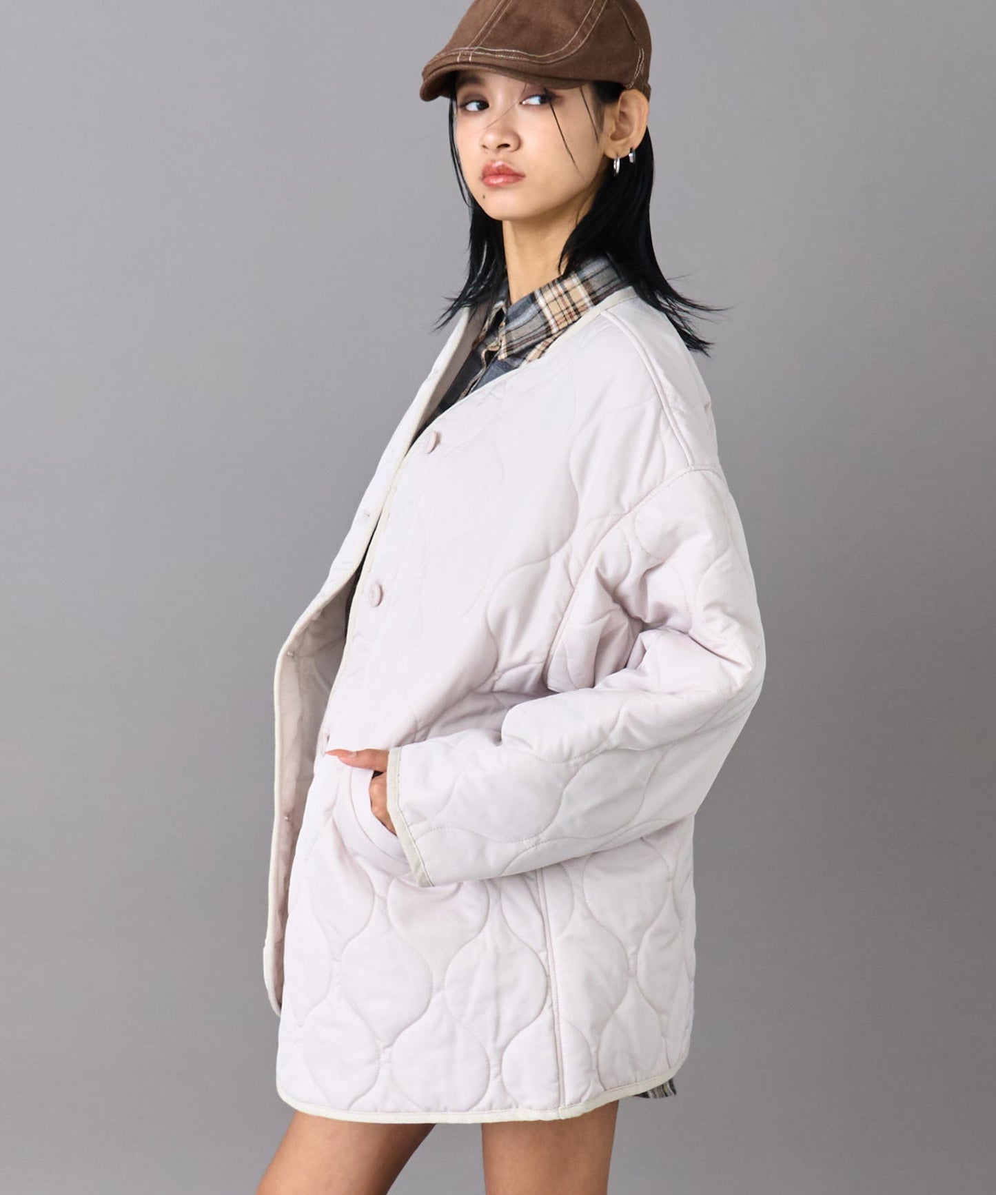 裏地付き オーバーサイズ キルティング コート 796-9399