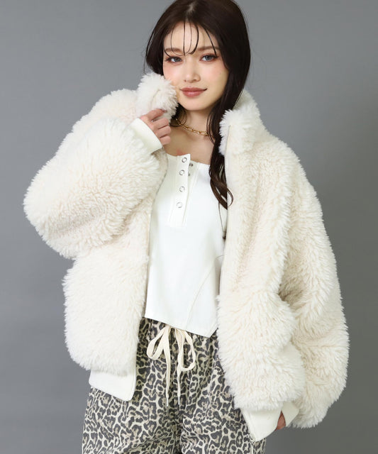 ボリューム プードル ファー ブルゾン コート  796-9405