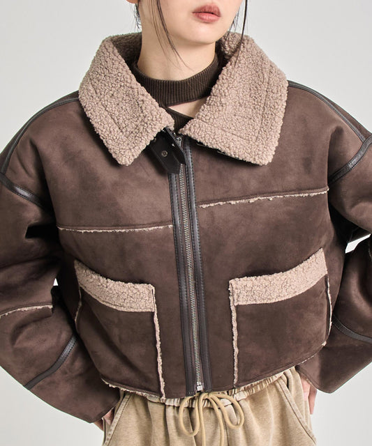 フェイク スウェード ショート丈 ムートン ジャケット 796-9430