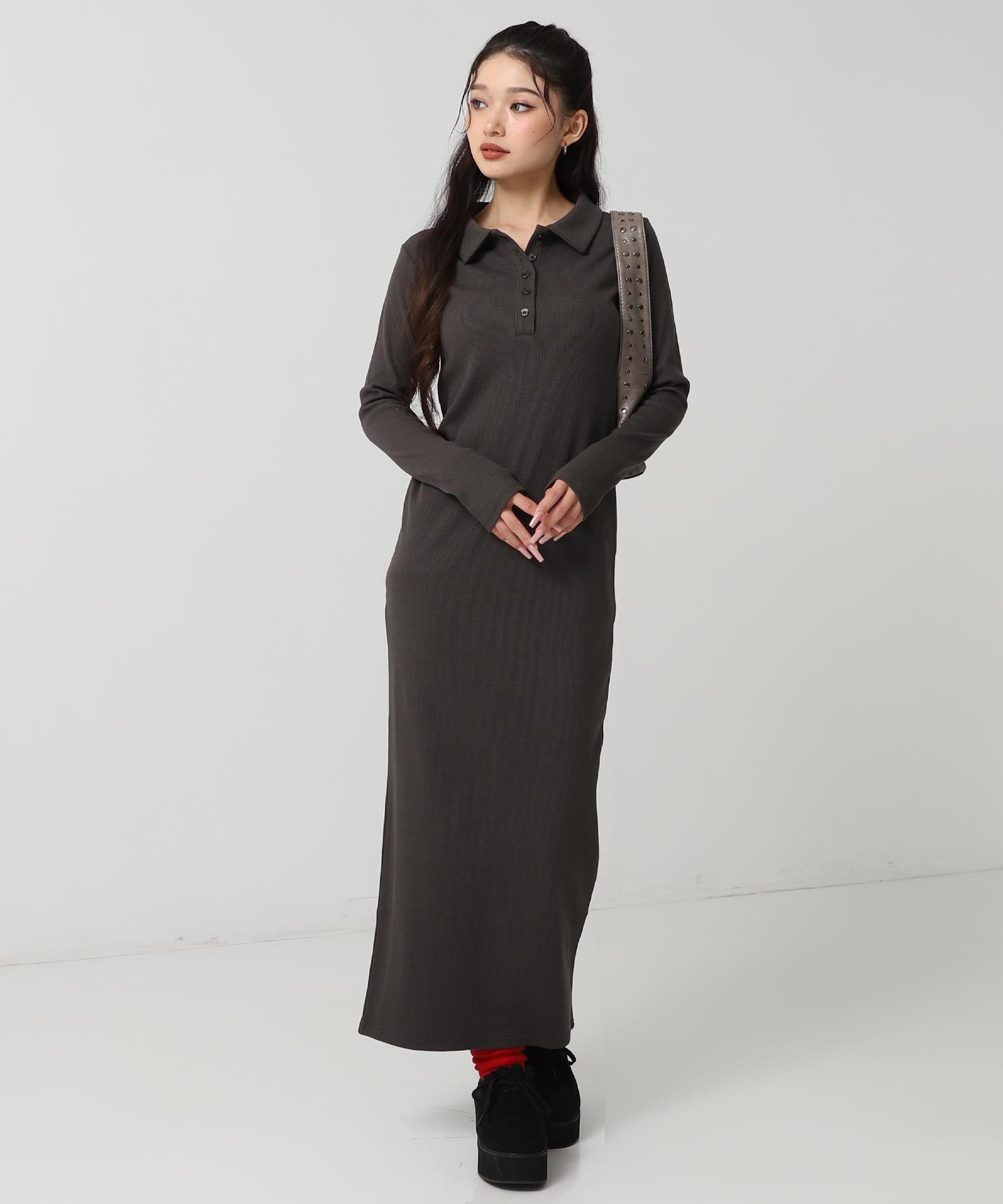 ポロ襟 リブ ロング ワンピース 797-9389 – ANAP オンラインショップ