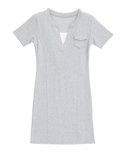 テレコ リブインナー ドッキング ミニワンピース 797-9474