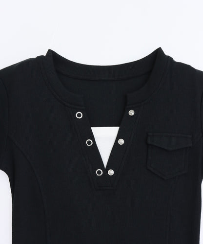 テレコ リブインナー ドッキング ミニワンピース 797-9474