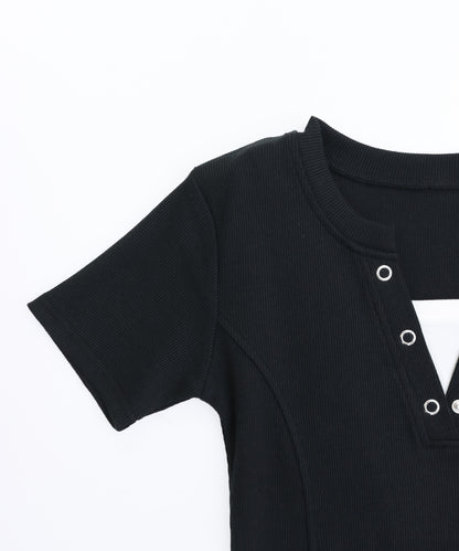 テレコ リブインナー ドッキング ミニワンピース 797-9474