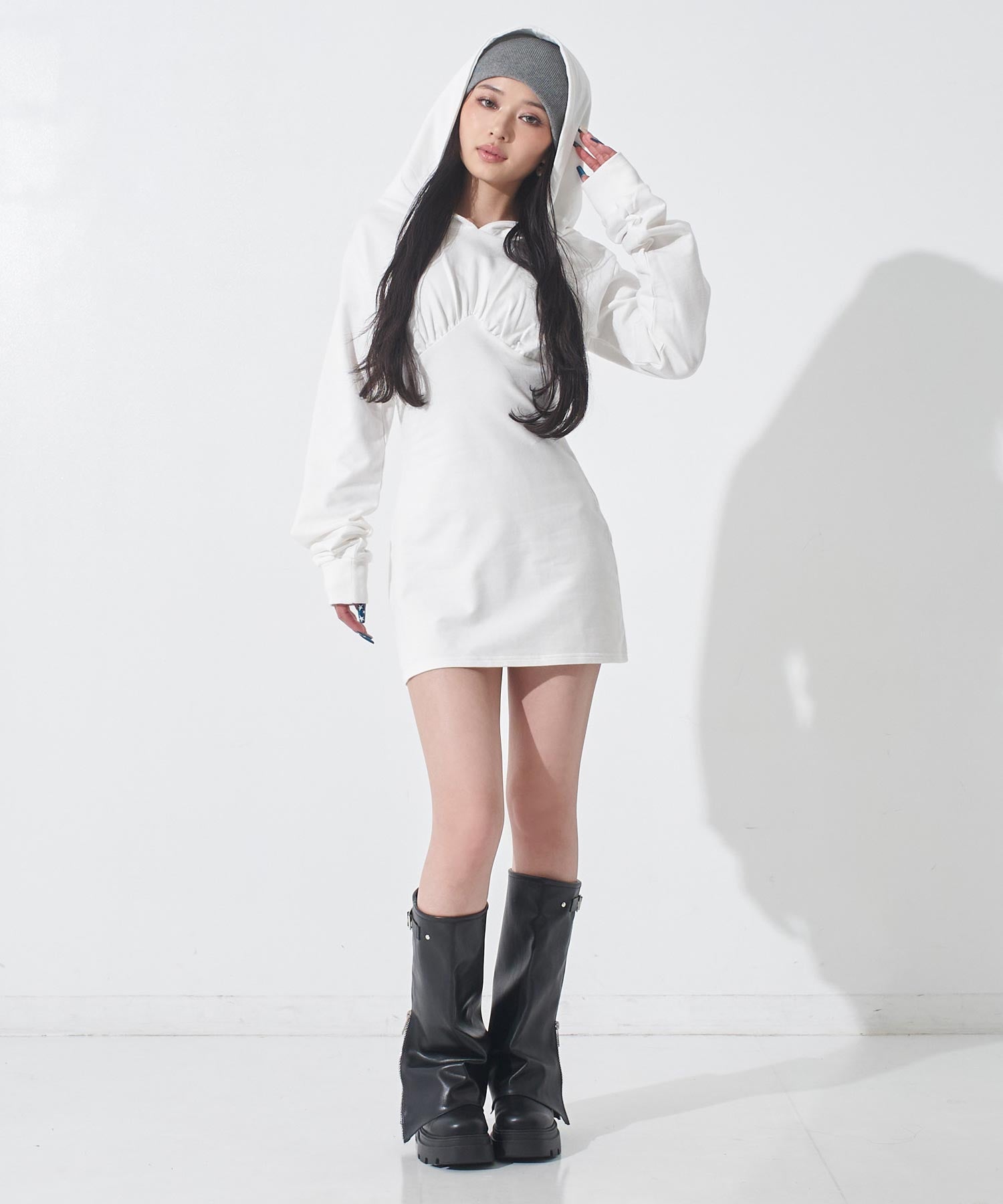 【新品未使用】サイズ1 レディース パーカー ラッセルノ 2598 X-girl × Russell SCRIPT LOGO ZIP UP SWEAT HOODIE（パーカー