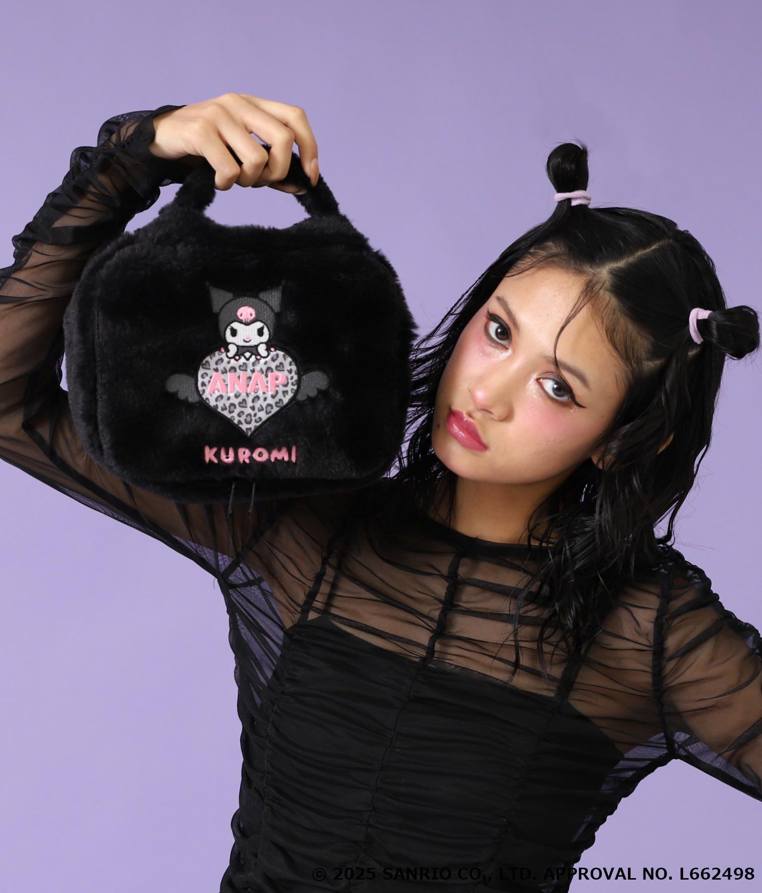 n*o様 【新品未使用】ペラフィネ×GB スカル ミニボストン 黒カモ ANAP ×【 マイメロディ♥クロミ 】コラボ ファーバニティー ポーチ 799