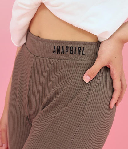 刺繍 リブ フレア パンツ 912-6907