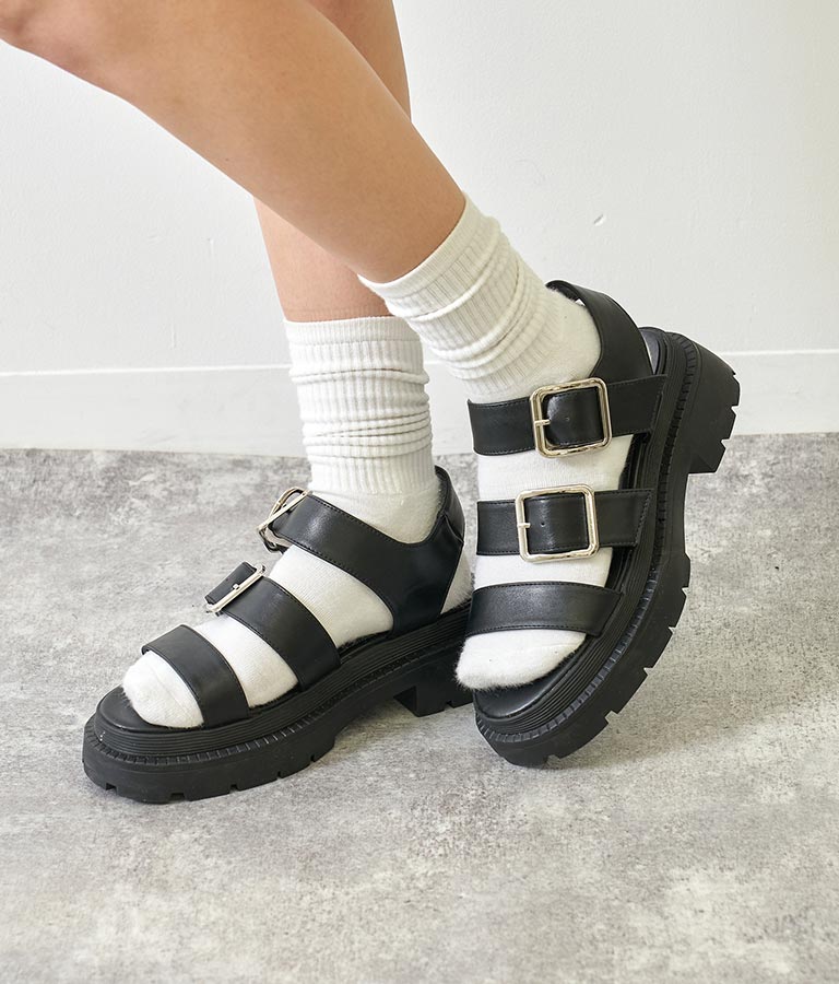 厚底 シルバー バックル サンダル 799-8734