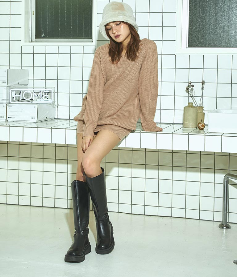 バックスピンドルニットチュニック 793-8580