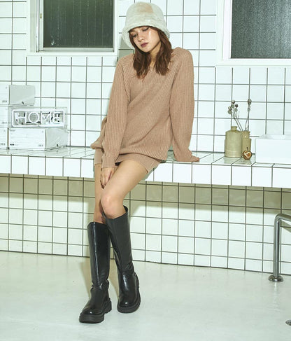 バックスピンドルニットチュニック 793-8580