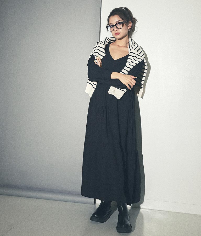 ティアード ロングワンピース 157-5287