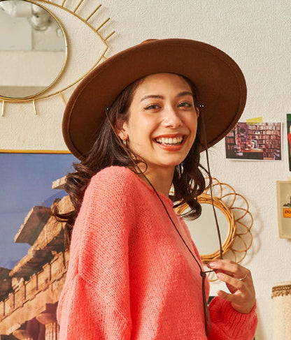 ツバ広 中折紐付 ハット 819-6554