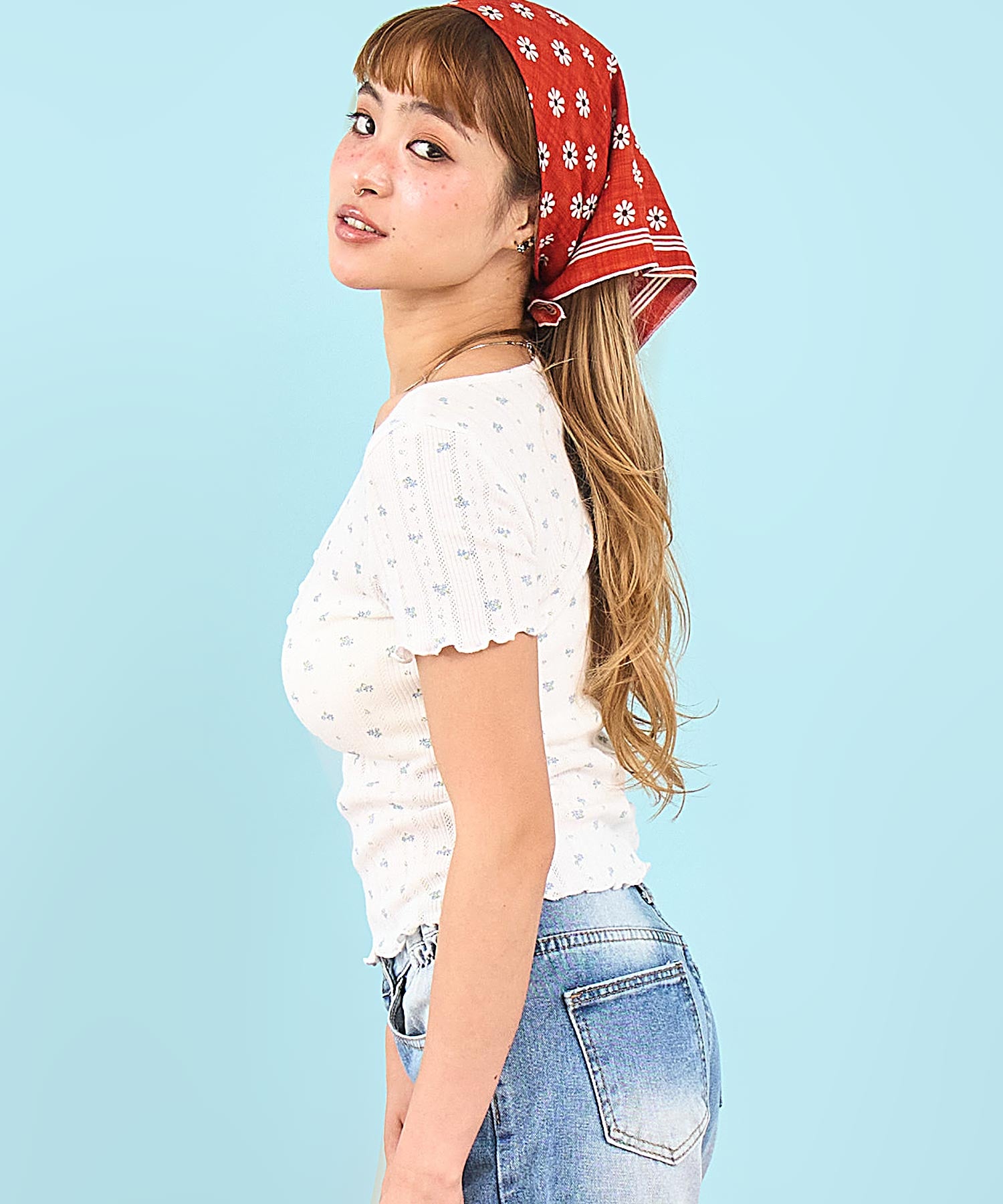 小花柄 ヘンリーネック Tシャツ 813-6871 – ANAP オンラインショップ