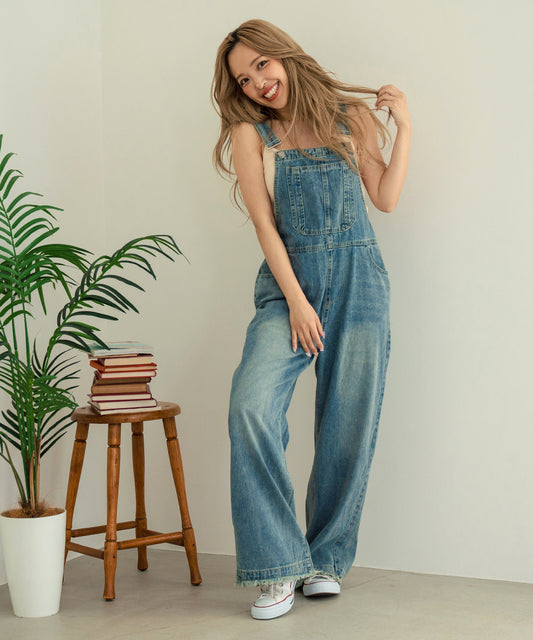 カットオフ デニム サロペット 817-6859