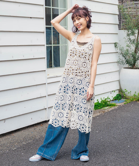 クロッシェ編み ロング ワンピース 817-6867