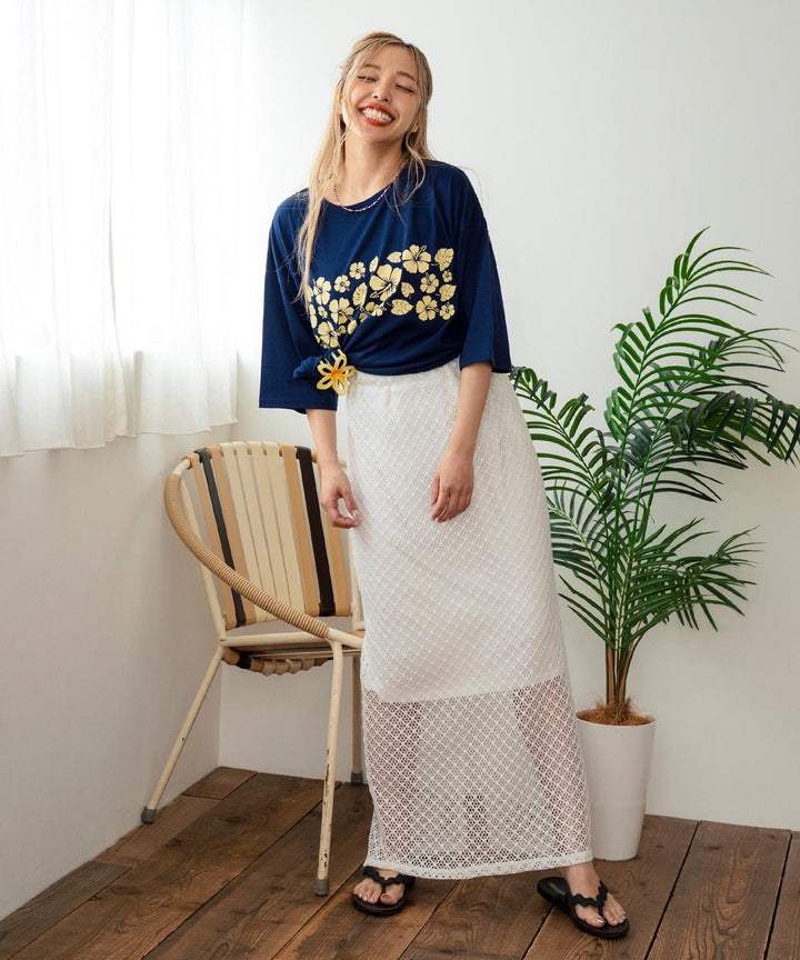 メッシュ レース バック スリット ロング スカート 851-5977