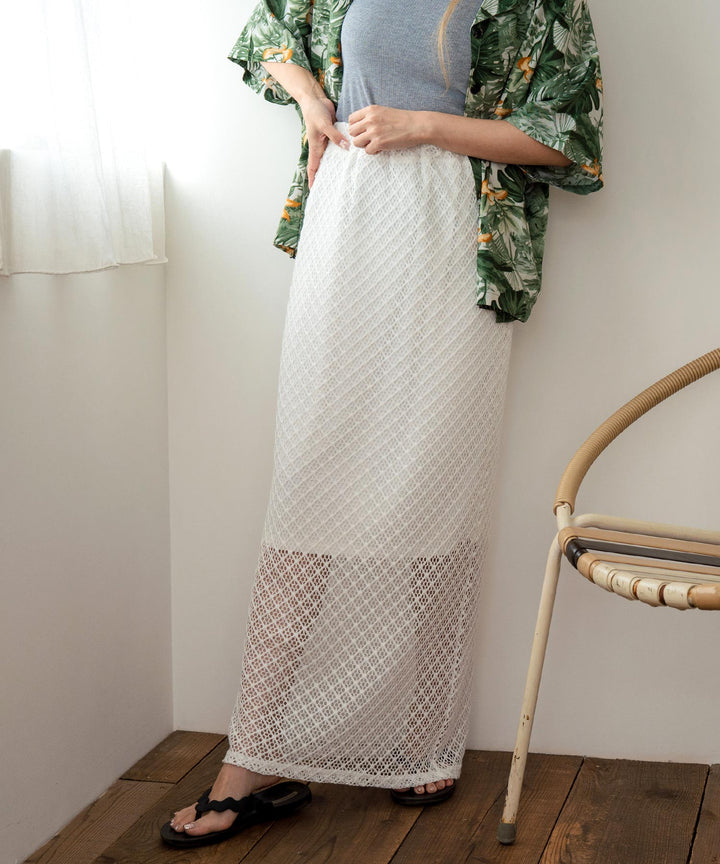 メッシュ レース バック スリット ロング スカート 851-5977