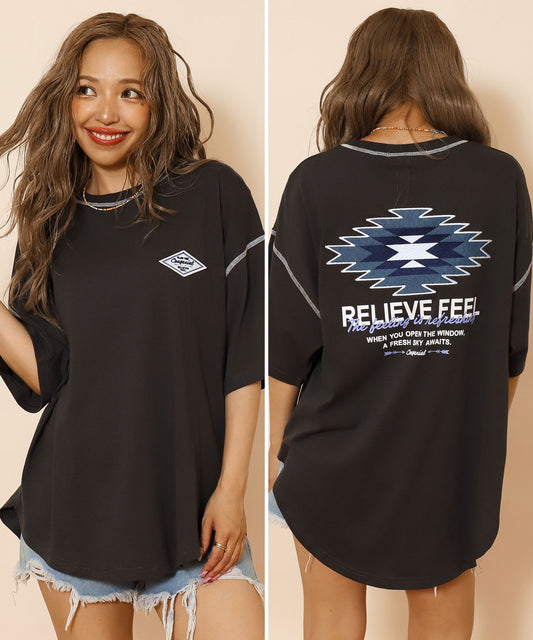 オルテガ デニム ワッペン オーバーサイズ 半袖 Tシャツ 853-5930