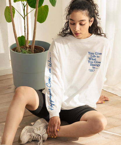 カラーメッセージ 刺繍 袖プリント ビッグ ロングスリーブTシャツ 853-5950