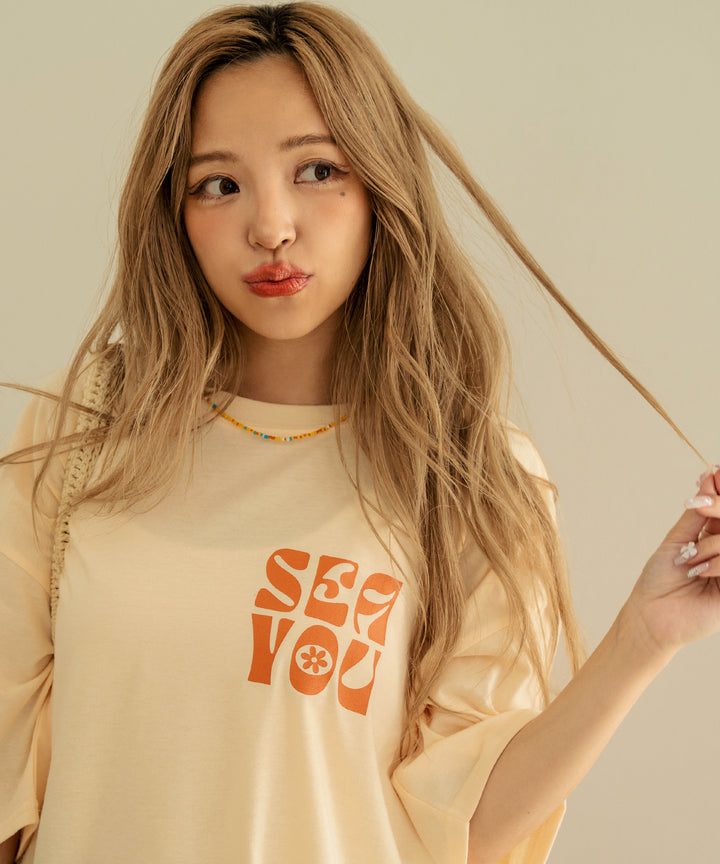 ヴィンテージ風 フラワー プリント ビッグ Tシャツ 853-5954