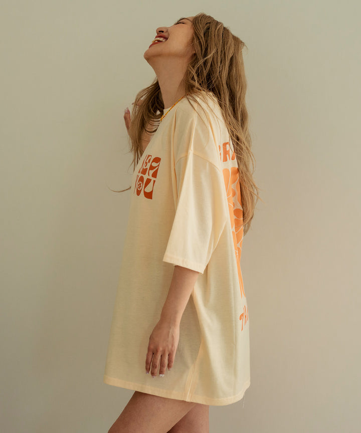 ヴィンテージ風 フラワー プリント ビッグ Tシャツ 853-5954