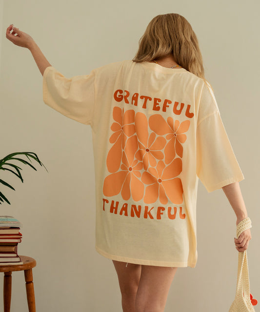 ヴィンテージ風 フラワー プリント ビッグ Tシャツ 853-5954
