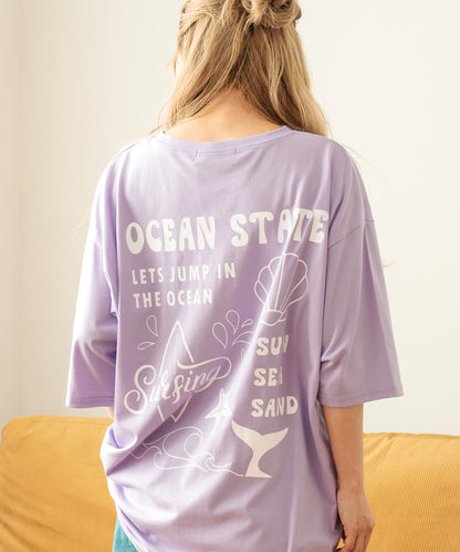 SEA モチーフ プリント ビッグ Tシャツ 853-5955