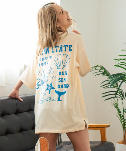 SEA モチーフ プリント ビッグ Tシャツ 853-5955