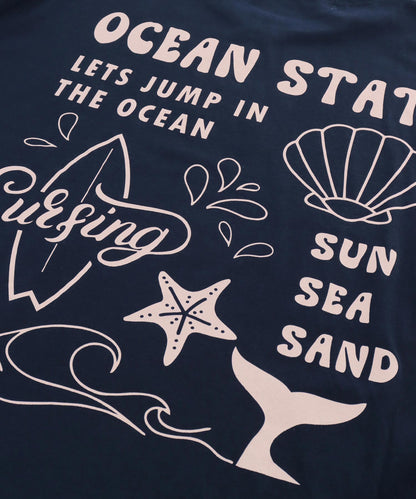 SEA モチーフ プリント ビッグ Tシャツ 853-5955
