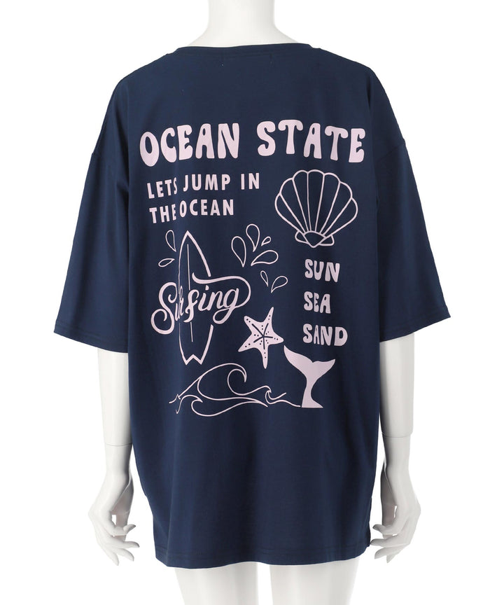 SEA モチーフ プリント ビッグ Tシャツ 853-5955