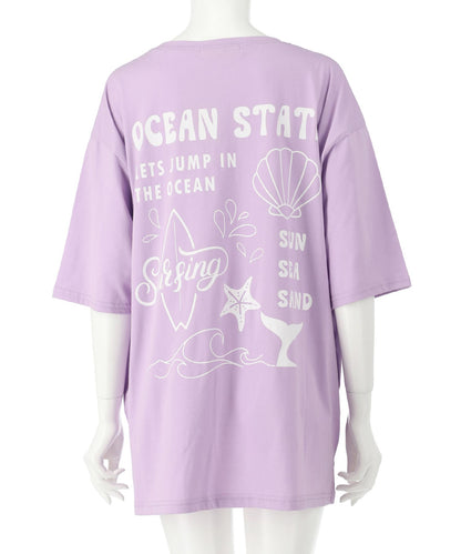 SEA モチーフ プリント ビッグ Tシャツ 853-5955