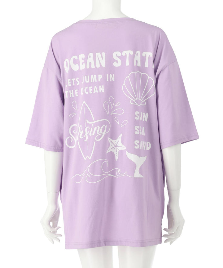 SEA モチーフ プリント ビッグ Tシャツ 853-5955
