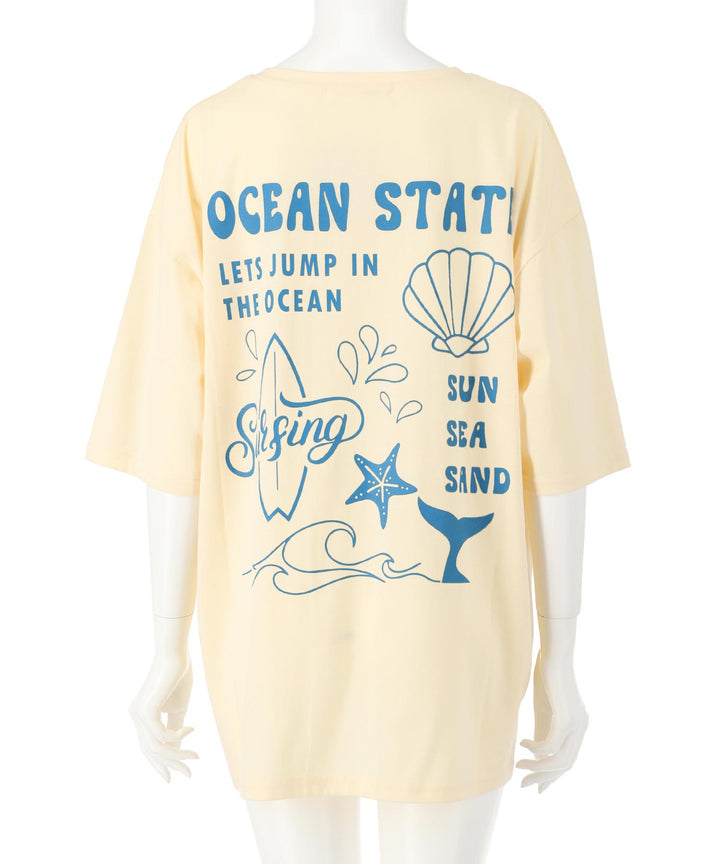 SEA モチーフ プリント ビッグ Tシャツ 853-5955