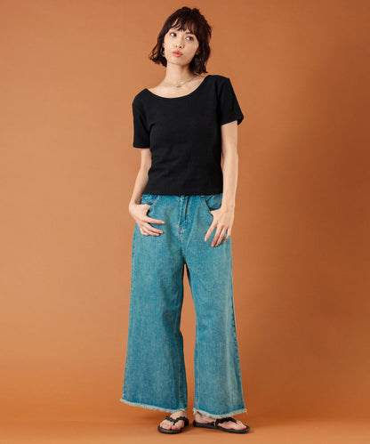 カット ジャガード 前後2WAY カシュクール 半袖 トップス 853-5974