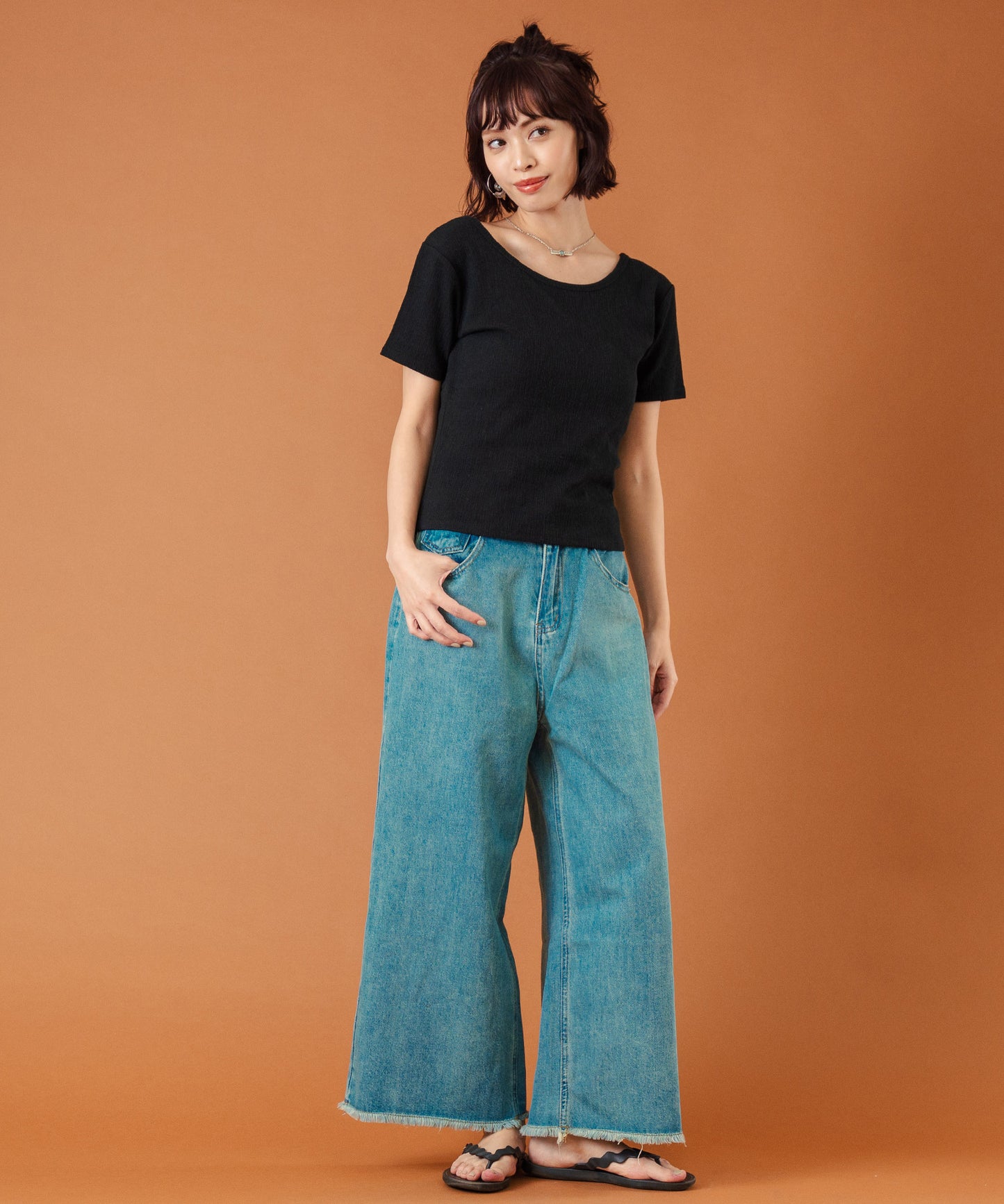 カット ジャガード 前後2WAY カシュクール 半袖 トップス 853-5974