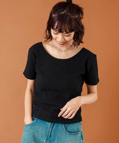 カット ジャガード 前後2WAY カシュクール 半袖 トップス 853-5974