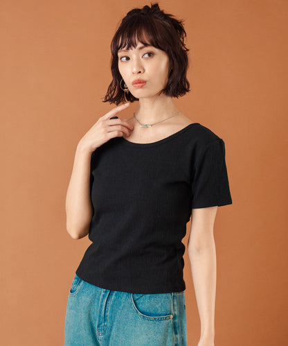 カット ジャガード 前後2WAY カシュクール 半袖 トップス 853-5974