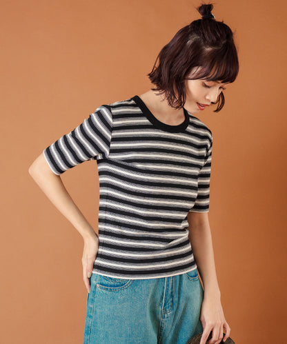 ボーダー フライス コンパクト 半袖 Tシャツ 853-5976