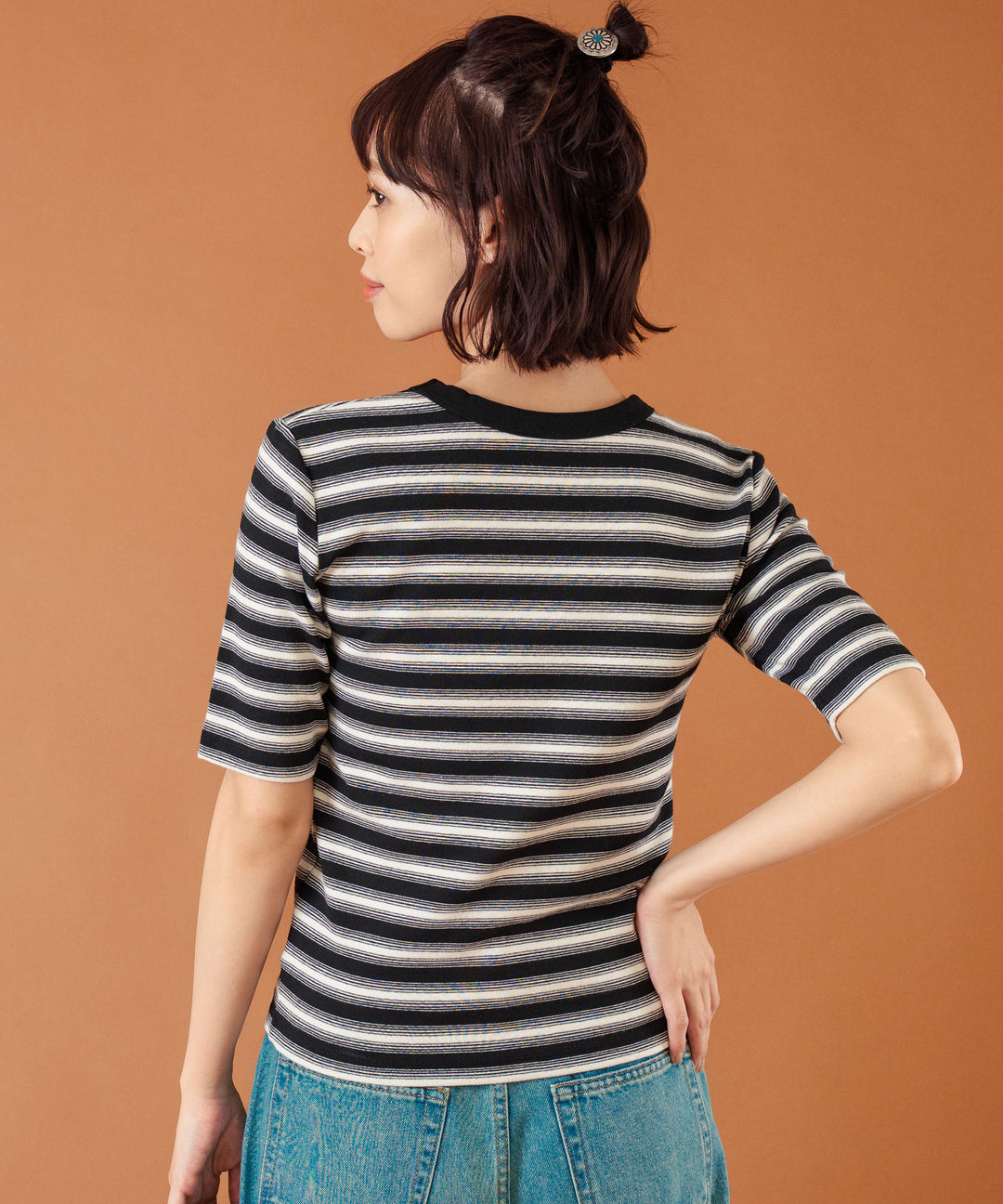 ボーダー フライス コンパクト 半袖 Tシャツ 853-5976